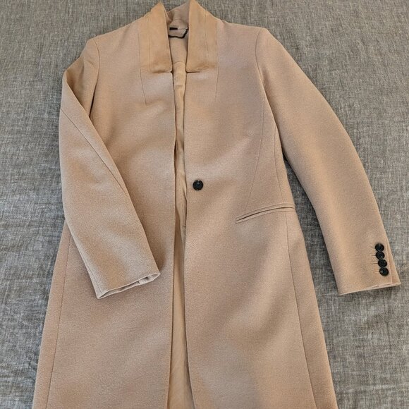 All Saints US Size 2 Wool Lyla Pea Coat in Camel Color - Picture 16 of 16